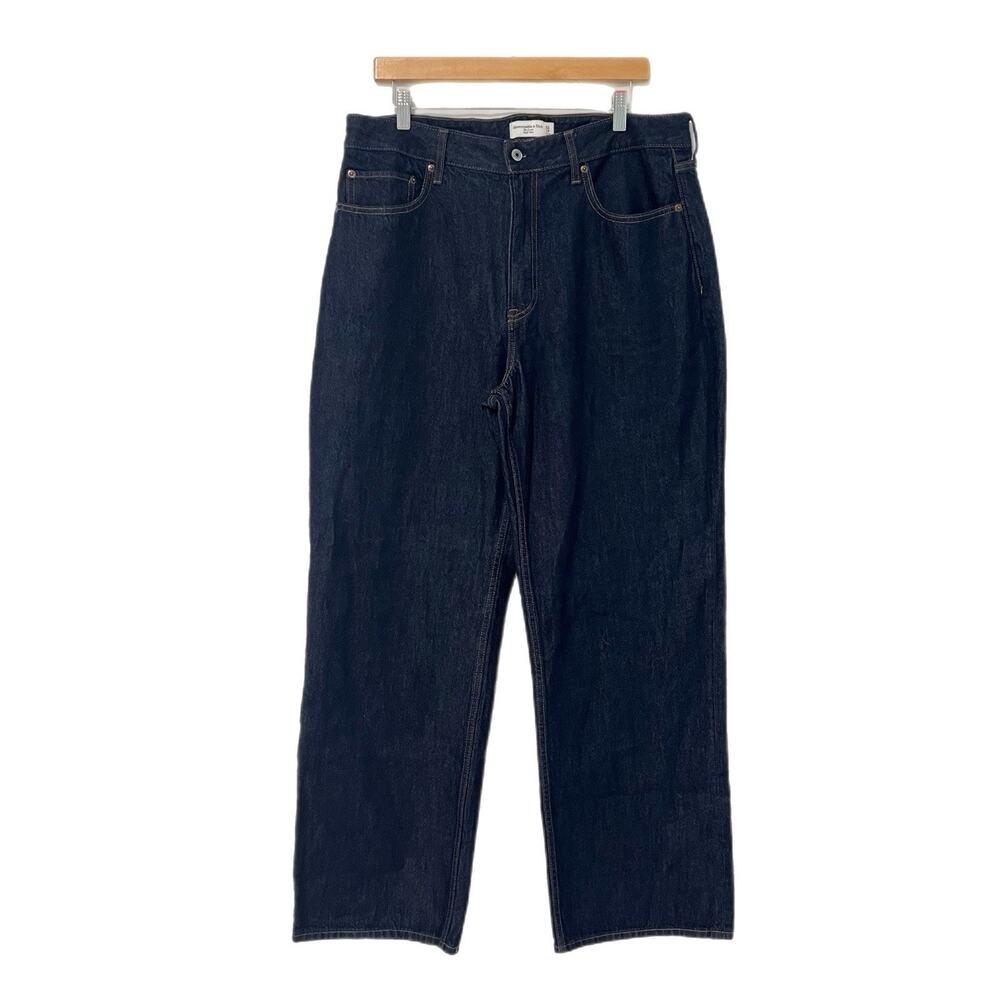 Abercrombie & Fitch The Loose High Rise Women Jeans Size 32/14 Dark Wide Leg NEW